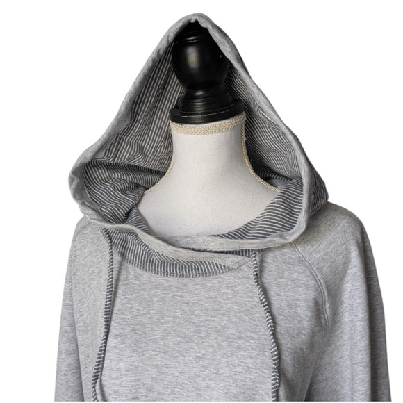 Sundance Catalog Gray Layered Pullover Hoodie Sweatshirt Tunic Size XL Striped - Picture 4 of 9